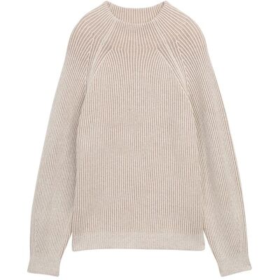 TOM TAILOR Damen Loose Fit Strickpullover mit Stehkragen, beige, Uni, Gr. M TOM TAILOR Damen Loose Fit Strickpullover mit Stehkragen, beige, Uni, Gr. M