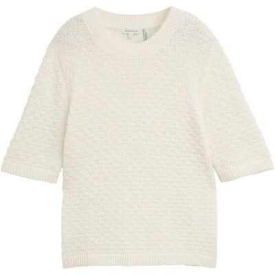 TOM TAILOR Damen Strickpullover mit Struktur, weiß, Uni, Gr. S TOM TAILOR Damen Strickpullover mit Struktur, weiß, Uni, Gr. S