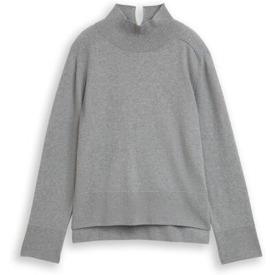 TOM TAILOR Damen Strickpullover mit Kaschmir-Anteil, grau, Meliert, Gr. S TOM TAILOR Damen Strickpullover mit Kaschmir-Anteil, grau, Meliert, Gr. S