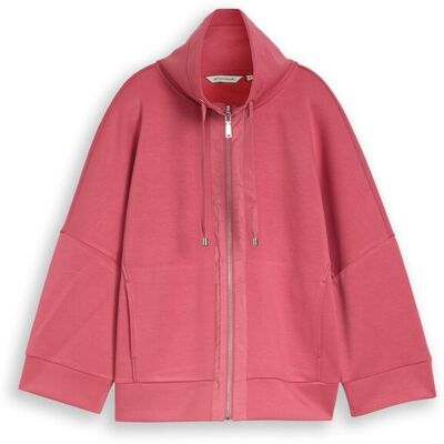 TOM TAILOR Damen Boxy Fit Scuba Sweatjacke, rot, Uni, Gr. M TOM TAILOR Damen Boxy Fit Scuba Sweatjacke, rot, Uni, Gr. M