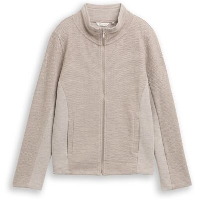 TOM TAILOR Damen Sweatjacke mit Stehkragen, braun, Meliert, Gr. XS TOM TAILOR Damen Sweatjacke mit Stehkragen, braun, Meliert, Gr. XS