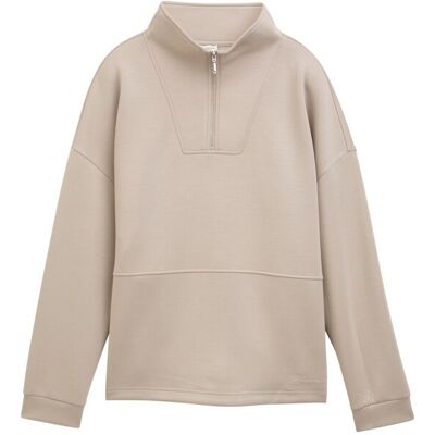 TOM TAILOR Damen Scuba Troyer Sweatshirt, grau, Uni, Gr. XXXL TOM TAILOR Damen Scuba Troyer Sweatshirt, grau, Uni, Gr. XXXL