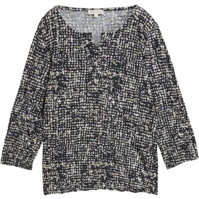 TOM TAILOR Damen Crinkle Blusenshirt mit Muster, blau, Gemustert, Gr. XL TOM TAILOR Damen Crinkle Blusenshirt mit Muster, blau, Gemustert, Gr. XL