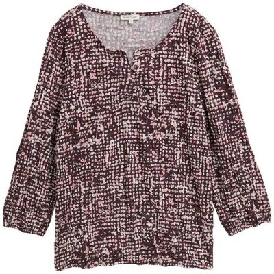 TOM TAILOR Damen Crinkle Blusenshirt mit Muster, rot, Gemustert, Gr. L TOM TAILOR Damen Crinkle Blusenshirt mit Muster, rot, Gemustert, Gr. L