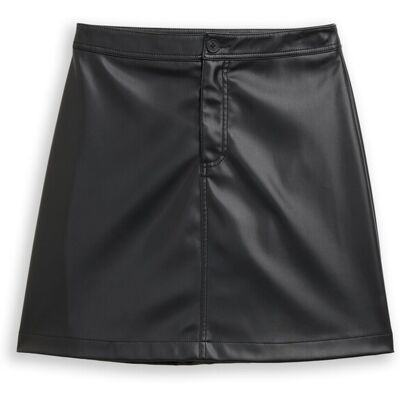 TOM TAILOR DENIM Damen Mini-Rock in Leder-Optik, schwarz, Uni, Gr. XL TOM TAILOR DENIM Damen Mini-Rock in Leder-Optik, schwarz, Uni, Gr. XL
