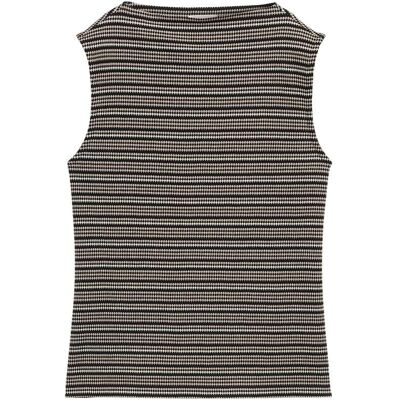 TOM TAILOR Damen Jacquard Top mit Stehkragen, schwarz, Gestreift, Gr. L TOM TAILOR Damen Jacquard Top mit Stehkragen, schwarz, Gestreift, Gr. L