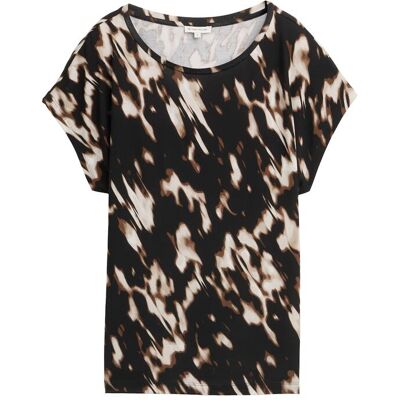 TOM TAILOR Damen T-Shirt mit Muster, braun, Animalprint, Gr. S TOM TAILOR Damen T-Shirt mit Muster, braun, Animalprint, Gr. S