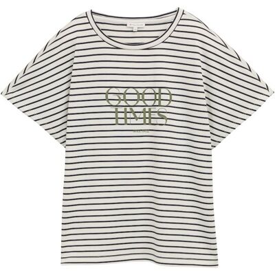 TOM TAILOR Damen T-Shirt mit Streifenmuster, blau, Gestreift, Gr. S TOM TAILOR Damen T-Shirt mit Streifenmuster, blau, Gestreift, Gr. S