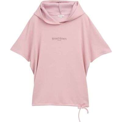 TOM TAILOR Damen T-Shirt mit Kapuze, rosa, Uni, Gr. S TOM TAILOR Damen T-Shirt mit Kapuze, rosa, Uni, Gr. S