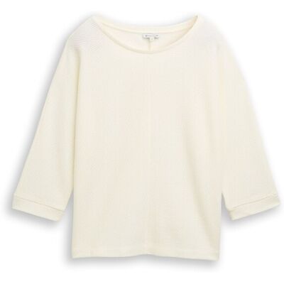 TOM TAILOR Damen Loose Fit Langarmshirt mit Fledermausärmeln, weiß, Uni, Gr. M TOM TAILOR Damen Loose Fit Langarmshirt mit Fledermausärmeln, weiß, Uni, Gr. M
