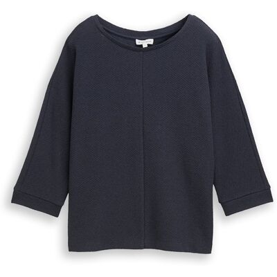 TOM TAILOR Damen Loose Fit Langarmshirt mit Fledermausärmeln, blau, Uni, Gr. S TOM TAILOR Damen Loose Fit Langarmshirt mit Fledermausärmeln, blau, Uni, Gr. S