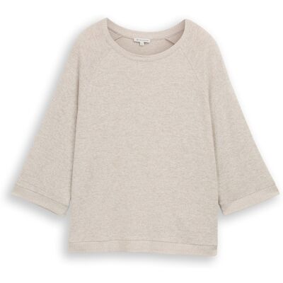 TOM TAILOR Damen Langarmshirt mit Raglanärmeln, braun, Meliert, Gr. S TOM TAILOR Damen Langarmshirt mit Raglanärmeln, braun, Meliert, Gr. S
