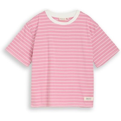 TOM TAILOR DENIM Damen Boxy Fit T-Shirt, rosa, Gestreift, Gr. S TOM TAILOR DENIM Damen Boxy Fit T-Shirt, rosa, Gestreift, Gr. S