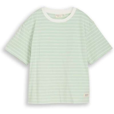 TOM TAILOR DENIM Damen Boxy Fit T-Shirt, grün, Gestreift, Gr. L TOM TAILOR DENIM Damen Boxy Fit T-Shirt, grün, Gestreift, Gr. L