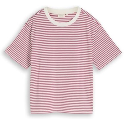 TOM TAILOR DENIM Damen Boxy Fit T-Shirt, rosa, Gestreift, Gr. XL TOM TAILOR DENIM Damen Boxy Fit T-Shirt, rosa, Gestreift, Gr. XL