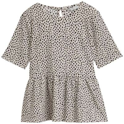 TOM TAILOR DENIM Damen Jacquard T-Shirt mit Peplum, weiß, Gepunktet, Gr. L TOM TAILOR DENIM Damen Jacquard T-Shirt mit Peplum, weiß, Gepunktet, Gr. L