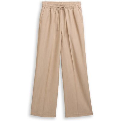 TOM TAILOR DENIM Damen Wide Leg Hose mit Kordelzug, braun, Meliert, Gr. M TOM TAILOR DENIM Damen Wide Leg Hose mit Kordelzug, braun, Meliert, Gr. M