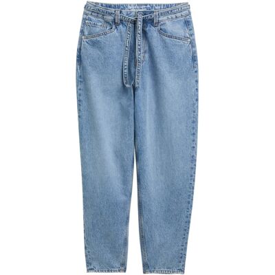 TOM TAILOR DENIM Damen TTADEA BARREL Jeans mit Gürtel, blau, Uni, Gr. M TOM TAILOR DENIM Damen TTADEA BARREL Jeans mit Gürtel, blau, Uni, Gr. M