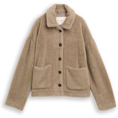 TOM TAILOR Damen Teddy Jacke mit Taschen, grau, Uni, Gr. XL TOM TAILOR Damen Teddy Jacke mit Taschen, grau, Uni, Gr. XL
