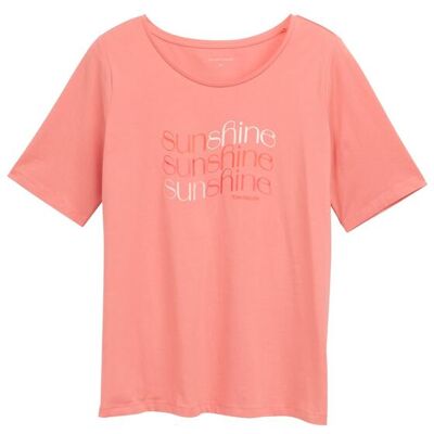 TOM TAILOR Damen Plus Size - T-Shirt mit Print, rosa, Uni, Gr. 46 TOM TAILOR Damen Plus Size - T-Shirt mit Print, rosa, Uni, Gr. 46