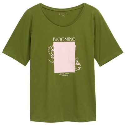 TOM TAILOR Damen Plus Size - T-Shirt mit Print, grün, Uni, Gr. 46 TOM TAILOR Damen Plus Size - T-Shirt mit Print, grün, Uni, Gr. 46