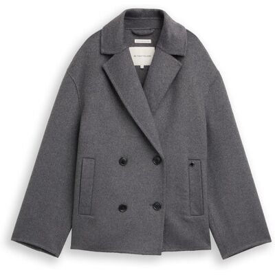 TOM TAILOR Damen Cabanjacke mit Wollanteil, grau, Meliert, Gr. S TOM TAILOR Damen Cabanjacke mit Wollanteil, grau, Meliert, Gr. S