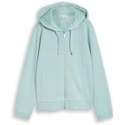 TOM TAILOR Damen Hoodie Sweatjacke aus Scuba, blau, Uni, Gr. XL TOM TAILOR Damen Hoodie Sweatjacke aus Scuba, blau, Uni, Gr. XL