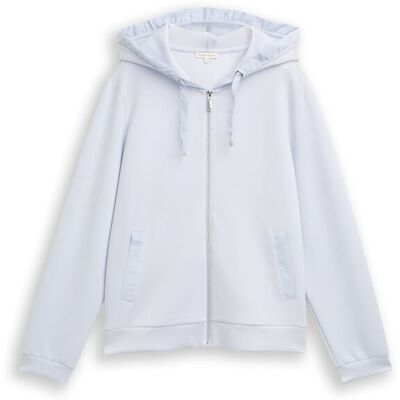TOM TAILOR Damen Hoodie Sweatjacke aus Scuba, blau, Uni, Gr. M TOM TAILOR Damen Hoodie Sweatjacke aus Scuba, blau, Uni, Gr. M