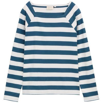 TOM TAILOR Damen Langarmshirt mit Streifenmuster, blau, Gestreift, Gr. M TOM TAILOR Damen Langarmshirt mit Streifenmuster, blau, Gestreift, Gr. M