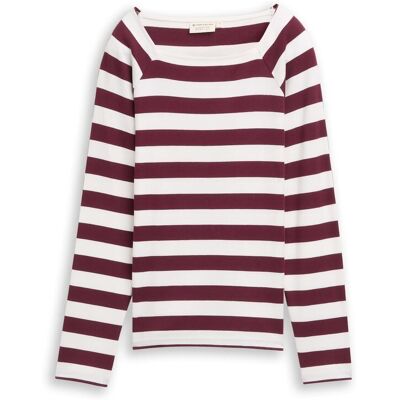 TOM TAILOR Damen Langarmshirt mit Streifenmuster, rot, Gestreift, Gr. M TOM TAILOR Damen Langarmshirt mit Streifenmuster, rot, Gestreift, Gr. M