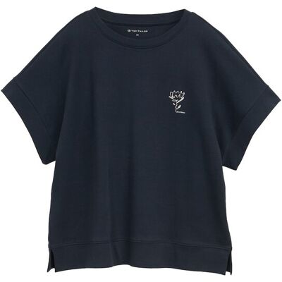TOM TAILOR Damen Loose Fit T-Shirt mit Print, blau, Uni, Gr. S TOM TAILOR Damen Loose Fit T-Shirt mit Print, blau, Uni, Gr. S