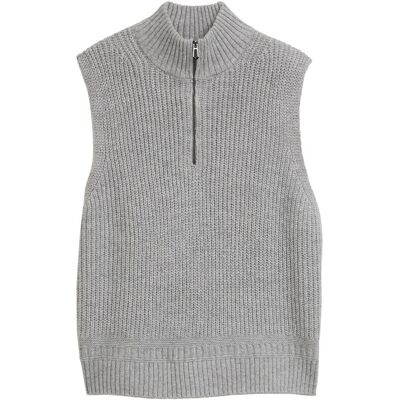 TOM TAILOR Damen Troyer Pullunder, grau, Meliert, Gr. L TOM TAILOR Damen Troyer Pullunder, grau, Meliert, Gr. L