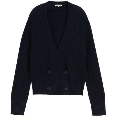TOM TAILOR Damen Cardigan in Wickel-Optik, blau, Uni, Gr. L TOM TAILOR Damen Cardigan in Wickel-Optik, blau, Uni, Gr. L