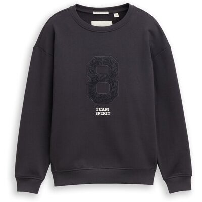 TOM TAILOR Mädchen Oversize Sweatshirt mit Applikation, grau, Uni, Gr. 152 TOM TAILOR Mädchen Oversize Sweatshirt mit Applikation, grau, Uni, Gr. 152