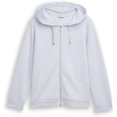 TOM TAILOR Damen Plus Size - Hoodie Sweatjacke aus Scuba, blau, Uni, Gr. 48 TOM TAILOR Damen Plus Size - Hoodie Sweatjacke aus Scuba, blau, Uni, Gr. 48