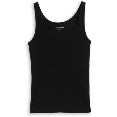TOM TAILOR Damen Basic Slim Fit Top, schwarz, Uni, Gr. XXXL TOM TAILOR Damen Basic Slim Fit Top, schwarz, Uni, Gr. XXXL