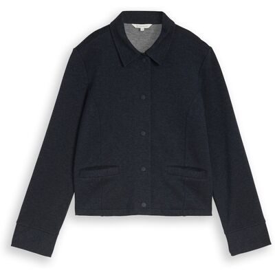 TOM TAILOR Damen Regular Fit Piqué Jacke, blau, Meliert, Gr. XXL TOM TAILOR Damen Regular Fit Piqué Jacke, blau, Meliert, Gr. XXL