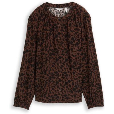 TOM TAILOR Damen Bluse mit Leo-Print, braun, Animalprint, Gr. 34 TOM TAILOR Damen Bluse mit Leo-Print, braun, Animalprint, Gr. 34