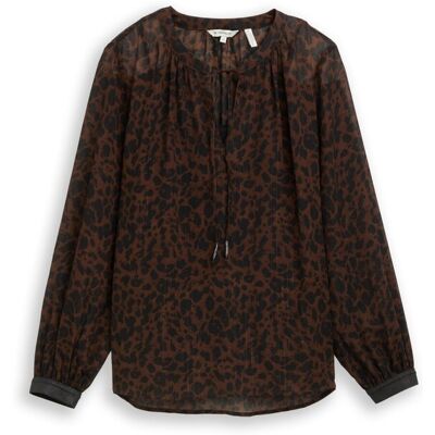 TOM TAILOR Damen Chiffon Bluse mit Leo-Print, braun, Animalprint, Gr. 36 TOM TAILOR Damen Chiffon Bluse mit Leo-Print, braun, Animalprint, Gr. 36