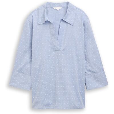 TOM TAILOR Damen Loose Fit Bluse mit Stickerei, blau, Gepunktet, Gr. 34 TOM TAILOR Damen Loose Fit Bluse mit Stickerei, blau, Gepunktet, Gr. 34