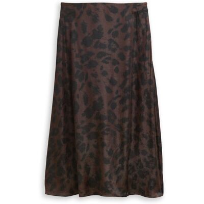 TOM TAILOR Damen Satin Midi-Rock, braun, Animalprint, Gr. 36 TOM TAILOR Damen Satin Midi-Rock, braun, Animalprint, Gr. 36