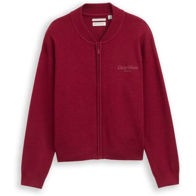TOM TAILOR Mädchen Bomber Cardigan mit Reißverschluss, rot, Uni, Gr. 164 TOM TAILOR Mädchen Bomber Cardigan mit Reißverschluss, rot, Uni, Gr. 164