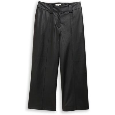 TOM TAILOR Damen Culotte Hose in Lederoptik, schwarz, Uni, Gr. 38/28 TOM TAILOR Damen Culotte Hose in Lederoptik, schwarz, Uni, Gr. 38/28