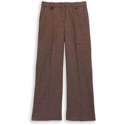 TOM TAILOR Damen TTLEA WIDE Hose in Melange-Optik, braun, Meliert, Gr. 40/30 TOM TAILOR Damen TTLEA WIDE Hose in Melange-Optik, braun, Meliert, Gr. 40/30
