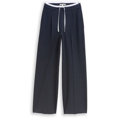 TOM TAILOR DENIM Damen Wide Leg Hose im 2-in-1-Look, blau, Uni, Gr. XL TOM TAILOR DENIM Damen Wide Leg Hose im 2-in-1-Look, blau, Uni, Gr. XL