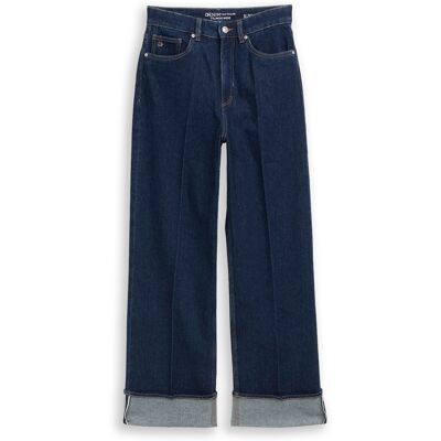 TOM TAILOR DENIM Damen TTLINOU WIDE High Waist Jeans mit Turn-Up, blau, Uni, Gr. M/32 TOM TAILOR DENIM Damen TTLINOU WIDE High Waist Jeans mit Turn-Up, blau, Uni, Gr. M/32