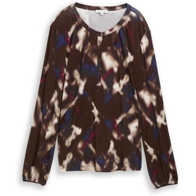 TOM TAILOR Damen Blusenshirt mit Muster, braun, Gemustert, Gr. M TOM TAILOR Damen Blusenshirt mit Muster, braun, Gemustert, Gr. M