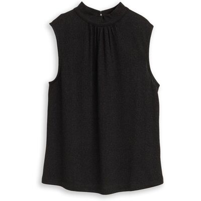 TOM TAILOR Damen Top mit Glitzer-Effekt, schwarz, Uni, Gr. S TOM TAILOR Damen Top mit Glitzer-Effekt, schwarz, Uni, Gr. S