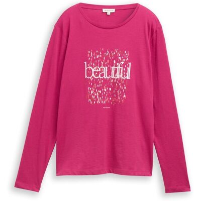 TOM TAILOR Damen Langarmshirt mit Print, rosa, Uni, Gr. S TOM TAILOR Damen Langarmshirt mit Print, rosa, Uni, Gr. S