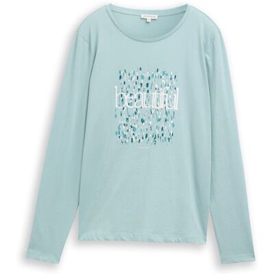 TOM TAILOR Damen Langarmshirt mit Print, grün, Uni, Gr. XXL TOM TAILOR Damen Langarmshirt mit Print, grün, Uni, Gr. XXL